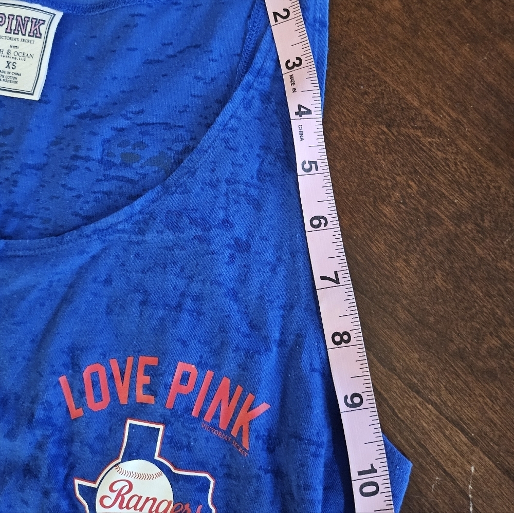 PINK Victoria's Secret XS Texas Rangers Cropped Blue Tank Top - Picture 7 of 9